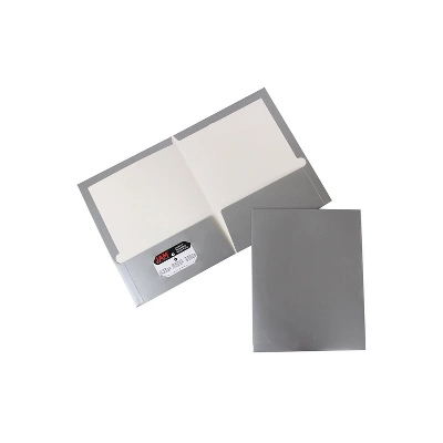 JAM Paper Laminated Two-Pocket Glossy Presentation Folders Silver Bulk 50/Box 385GSIC 8 JAM Paper Laminated Two-Pocket Glossy Presentation Folders Silver Bulk 50/Box 385GSIC - Image 8