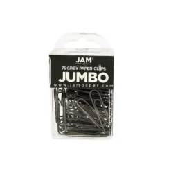 JAM Paper Colored Jumbo Paper Clips Large 2 Inch Grey Paperclips 21830628A