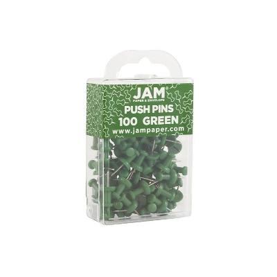 JAM Paper Colored Pushpins Green Push Pins 2 Packs Of 100 (2242954A) 1 JAM Paper Colored Pushpins Green Push Pins 2 Packs Of 100 (2242954A)