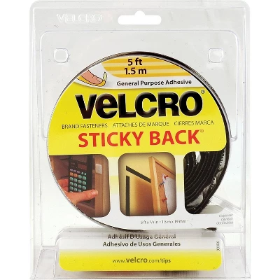 VELCRO® Velcro Sticky-Back Hook And Loop Fastener Tape With Dispenser 3/4 X 5 Ft. Roll Black 90086 1 VELCRO® Velcro Sticky-Back Hook And Loop Fastener Tape With Dispenser 3/4 X 5 Ft. Roll Black 90086