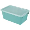 Storex Small Cubby Bin With Cover 12.2"" X 7.8"" X 5.1"" Teal Set Of 3 (STX62412U06C)