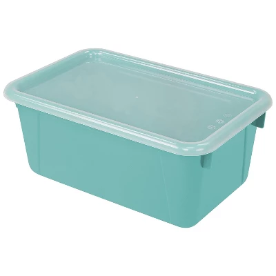 Storex Small Cubby Bin With Cover 12.2"" X 7.8"" X 5.1"" Teal Set Of 3 (STX62412U06C) 1 Storex Small Cubby Bin With Cover 12.2"" X 7.8"" X 5.1"" Teal Set Of 3 (STX62412U06C)