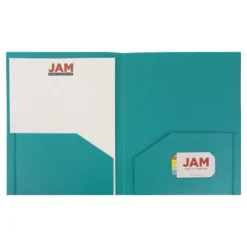 JAM 6pk 2 Pocket Heavy Duty Plastic Folders - Teal