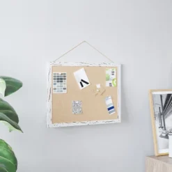 Emma And Oliver Wall Mount Linen Board With Wooden Push Pins