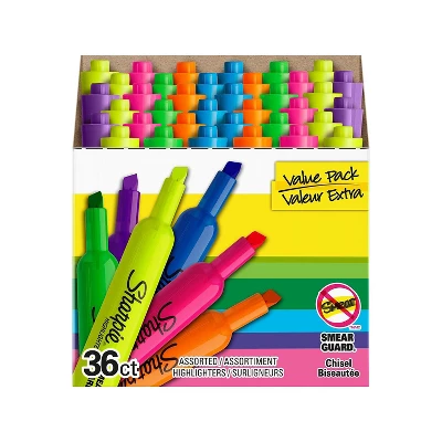Sharpie Tank Highlighter Chisel Tip Assorted 36/Pack (2133496) 2 Sharpie Tank Highlighter Chisel Tip Assorted 36/Pack (2133496) - Image 2