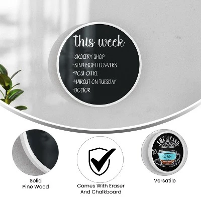 Merrick Lane Round Magnetic Chalkboard With Eraser, Chalk And Solid Wood Frame 5 Merrick Lane Round Magnetic Chalkboard With Eraser, Chalk And Solid Wood Frame - Image 5
