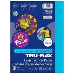 Pacon Tru-Ray Construction Paper Atomic Blue 9" X 12" 50 Sheets Per Pack 5 Packs (PAC103400-5)