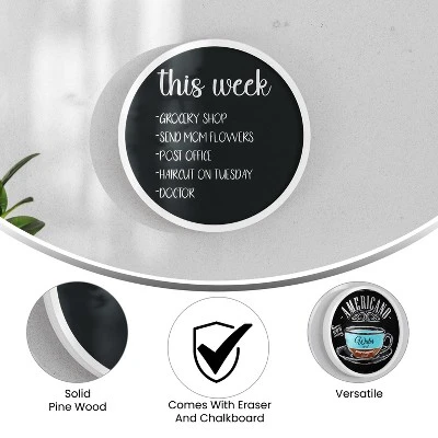 Emma And Oliver Round Wall Mounted Magnetic Chalkboards With Eraser And Chalk, Set Of 2 5 Emma And Oliver Round Wall Mounted Magnetic Chalkboards With Eraser And Chalk, Set Of 2 - Image 5