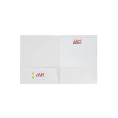 JAM Paper Laminated Glossy 2 Pocket Presentation Folders White 100/Box 385GWHB 2 JAM Paper Laminated Glossy 2 Pocket Presentation Folders White 100/Box 385GWHB - Image 2