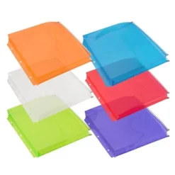 JAM Paper 6pk Plastic 3 Hole Punch Binder Envelopes With Zip Closure - Letter Booklet - 9 3/4 X 13 - Assorted -Office Supplies GUEST 81c3a5d8 6807 47bf 860e 69c57e2164e3