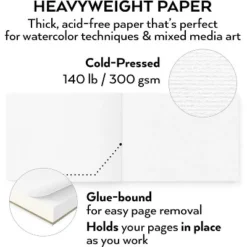 Arteza Premium Watercolor Mixed Media Pad, Heavyweight Cold-Pressed Paper, 9"x12", 32 Sheets - 2 Pack