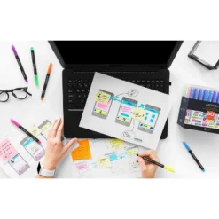 Arteza Highlighters, Narrow Chisel Tip, 6 Assorted Colors For School - 60 Pack