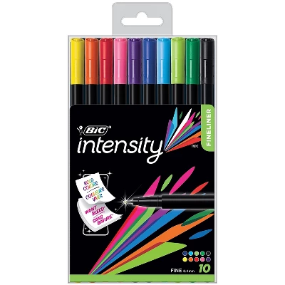 BIC Intensity Fineliner Marker Pen Fine Point Assorted Colors Pack Of 10 (BICBCFPA101AST) 1 BIC Intensity Fineliner Marker Pen Fine Point Assorted Colors Pack Of 10 (BICBCFPA101AST)