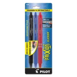 Pilot FriXion Clicker Erasable Gel Ink Retractable Pen Assorted Ink .7mm 3/Pack 31467