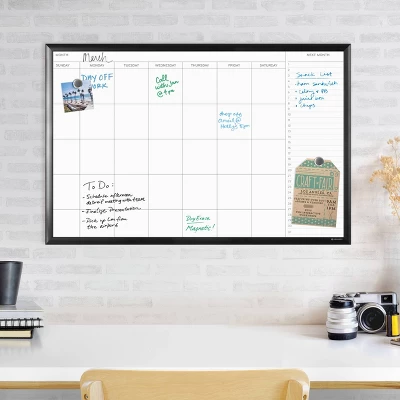 U Brands 36"x24" Magnetic Dry Erase Calendar Board Black Aluminum Frame 3 U Brands 36"x24" Magnetic Dry Erase Calendar Board Black Aluminum Frame - Image 3