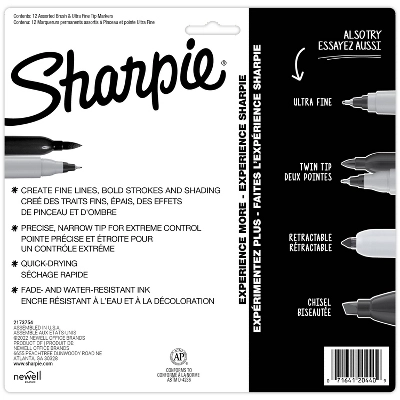 Sharpie 12pk Permanent Markers Brush And Ultra Fine Twin Assorted Colors 5 Sharpie 12pk Permanent Markers Brush And Ultra Fine Twin Assorted Colors - Image 5