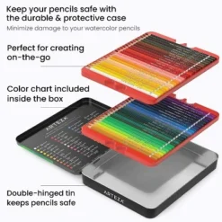 Arteza Professional Watercolor Pencils, Assorted Colors, Coloring Set, Non-Toxic - 48 Pack -Office Supplies GUEST 96c28d7d 6dc6 41d8 863d a9c6c14315de
