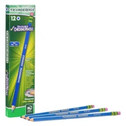 Ticonderoga Erasable Colored Pencils, Blue, 12 Per Pack, 2 Packs