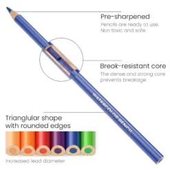 Arteza Watercolor Pencils, Triangle Shaped, Assorted Colors, Coloring Set For Adult Artists, Non-Toxic - 48 Pack -Office Supplies GUEST 99037646 d03a 442f b3e9 8164495820c3
