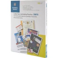Business Source Laminating Pouch Ltr 3Mil 9"x11-1/2" 100/BX Clear 20870