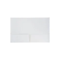 JAM Paper Laminated Glossy 2 Pocket Presentation Folders White 100/Box 385GWHB