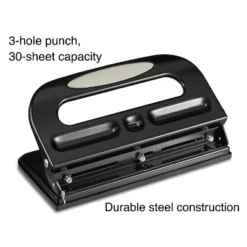 MyOfficeInnovations Circle 3-Hole Punch 30 Sheet Capacity Black (24549/33989) 572645