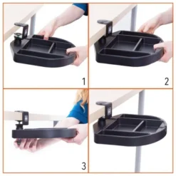 Clamp-On Desk Organizer – 13.5” Swivel Pen Tray With 4 Storage Compartments – Black – Stand Steady -Office Supplies GUEST a12d346f 5b83 4555 a60d 181a3f975d67
