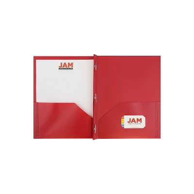 JAM Paper Plastic Two-Pocket School POP Folders W/Metal Prongs Clasps Red 382ECREDD 2 JAM Paper Plastic Two-Pocket School POP Folders W/Metal Prongs Clasps Red 382ECREDD - Image 2