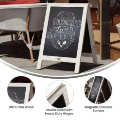 Flash Furniture Canterbury Vintage Wooden A-Frame Magnetic Indoor/Outdoor Chalkboard Sign, Freestanding Double Sided Extra Large Message Board 12 Flash Furniture Canterbury Vintage Wooden A-Frame Magnetic Indoor/Outdoor Chalkboard Sign, Freestanding Double Sided Extra Large Message Board -Office Supplies GUEST ae6154a9 a472 46f3 9b99 14dc005ba21c