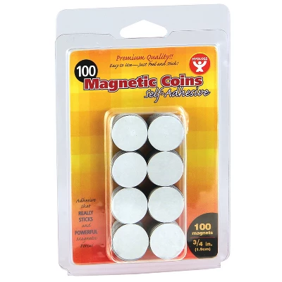 Hygloss® Self-Adhesive Magnetic Coins, 3/4-Inch, 100 Per Pack, 6 Packs 1 Hygloss® Self-Adhesive Magnetic Coins, 3/4-Inch, 100 Per Pack, 6 Packs