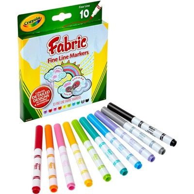 Crayola Fabric Markers, Fine Line, Assorted Colors, Set Of 10 1 Crayola Fabric Markers, Fine Line, Assorted Colors, Set Of 10