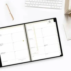 Day Designer 2023-24 Academic Refillable Planner Faux Leather Hard Cover 8.5"x11" Weekly/Monthly Wirebound Black