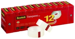 Scotch 600 Transparent Tape, 0.75 X 1000 Inches, Glossy, Pack Of 12