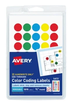 Avery See-Through Color Dots, 3/4 Inch, Assorted Colors, Pack Of 1015