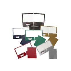 JAM Paper Glossy Two-Pocket Presentation Folders Assorted Colors 385GSASSRT