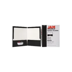 JAM Paper Laminated Two-Pocket Glossy Presentation Folders Black Bulk 25/Pack 385GBLD -Office Supplies GUEST b865944f 37f4 41d8 9945 0e91f75efe6f