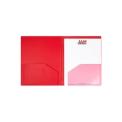 JAM Paper Heavy Duty Plastic Multi-Pocket Folders 6 Pocket Organizer Red 389MP6RE