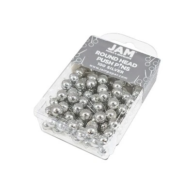 JAM Paper Colored Map Thumb Tacks Silver Round Head Push Pins 2 Packs Of 100 22432214A 1 JAM Paper Colored Map Thumb Tacks Silver Round Head Push Pins 2 Packs Of 100 22432214A