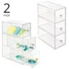 MDesign Plastic Stackable Desktop Storage For Office, 3 Drawers, 2 Pack - Clear