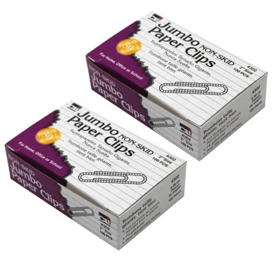 Charles Leonard Paper Clips, Non-Skid, Jumbo, Silver, 100 Per Box, 20 Boxes 1 Charles Leonard Paper Clips, Non-Skid, Jumbo, Silver, 100 Per Box, 20 Boxes