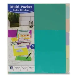 C-Line 5-Tab Index Dividers With Multi-Pockets 5-Tab 11 1/2" X 10" 07650
