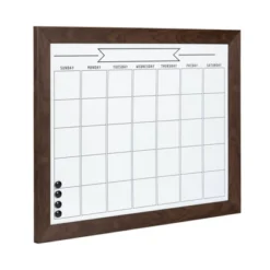 29" X 23" Beatrice Framed Magnetic Dry Erase Monthly Calendar Brown - DesignOvation