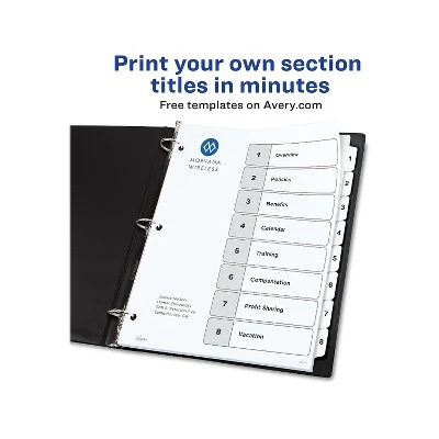 Avery Pre-Printed 8-Tab Numeric Dividers Customizable 11822 3 Avery Pre-Printed 8-Tab Numeric Dividers Customizable 11822 - Image 3