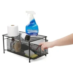 Mind Reader Storage Basket And Organizer [METAL MESH] 3-Compartment Pull-out / Sliding Organizing Drawer, Under The Sink Kitchen And Bathroom Shelf Cabinet (BLACK) -Office Supplies GUEST ca604223 5484 4798 bf04 e395dc9731ca