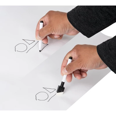 Mind Reader Adhesive Whiteboard Paper, Write On Removable Wall Decal Sticker Sheets, Customizable Size, 2 Dry Erase Markers, 24 In X 10 Ft, White 2 Mind Reader Adhesive Whiteboard Paper, Write On Removable Wall Decal Sticker Sheets, Customizable Size, 2 Dry Erase Markers, 24 In X 10 Ft, White - Image 2