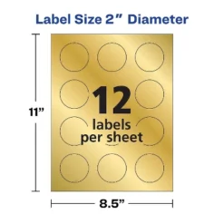 Avery Round Labels 2" Dia Gold Foil 96/Pack 22831 -Office Supplies GUEST ce3a5de5 832d 4024 a02f d172fe4511bc