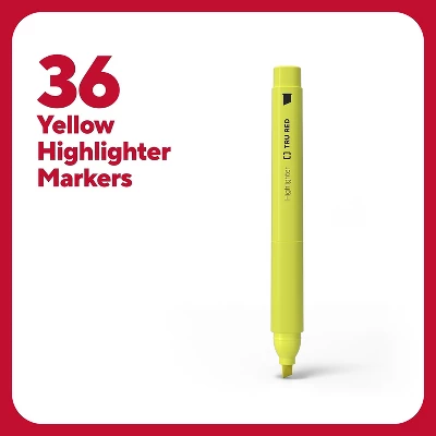 TRU RED Pocket Highlighter With Grip Chisel Tip Yellow 36/Pack TR54582 1 TRU RED Pocket Highlighter With Grip Chisel Tip Yellow 36/Pack TR54582