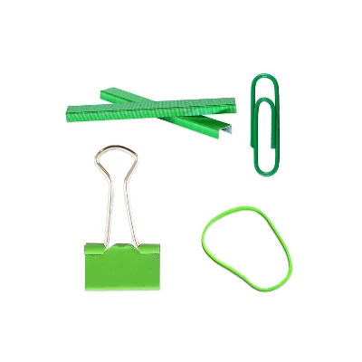 JAM Paper Desk Supply Assortment Green 1 Rubber Bands 1 Small Binder Clips 1 Staples & 1 Small Paper 1 JAM Paper Desk Supply Assortment Green 1 Rubber Bands 1 Small Binder Clips 1 Staples & 1 Small Paper