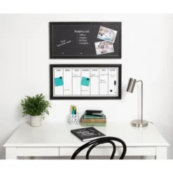 13" X 26" Wyeth Framed Magnetic Dry Erase Weekly Calendar Black - DesignOvation -Office Supplies GUEST d16fe227 71fe 4bce 9cb5 ba48d2a06089