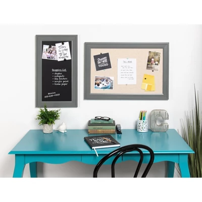 27.5" X 18.5" Bosc Framed Linen Fabric Pinboard Gray - DesignOvation 4 27.5" X 18.5" Bosc Framed Linen Fabric Pinboard Gray - DesignOvation - Image 4